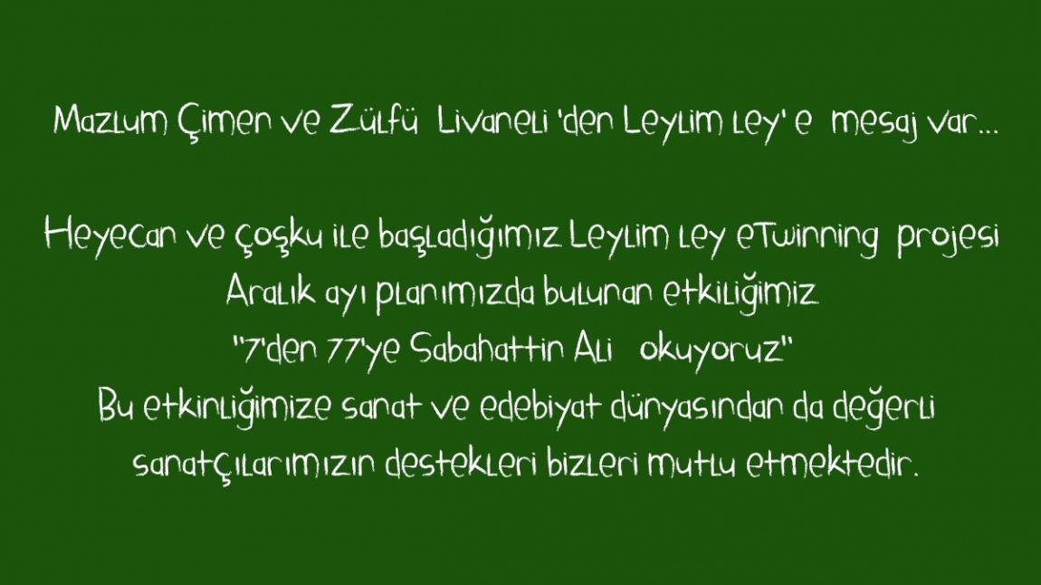 Mazlum Çimen ve Zülfü  Livaneli 'den Leylim ley' e  mesaj var...